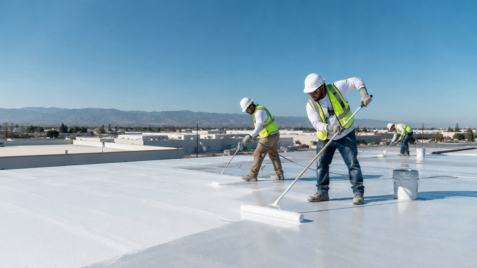 Professional roof heat control coating application