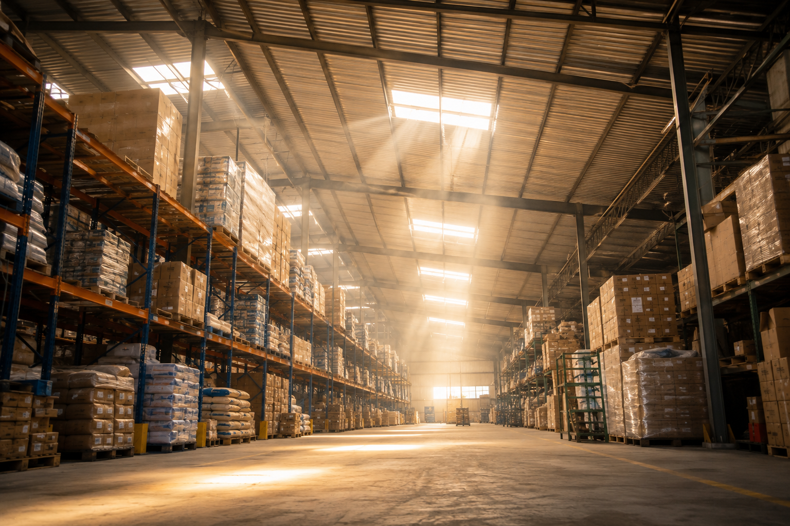 Warehouse interior showing high temperature caused by roof heat gain and poor ventilation