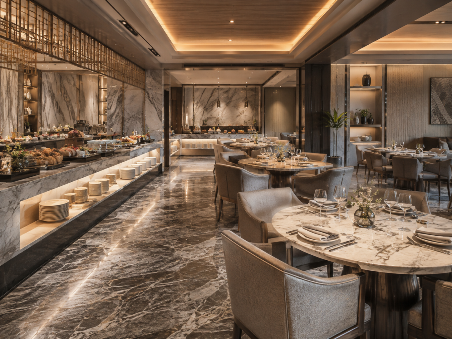 Premium office showroom and commercial marble interior