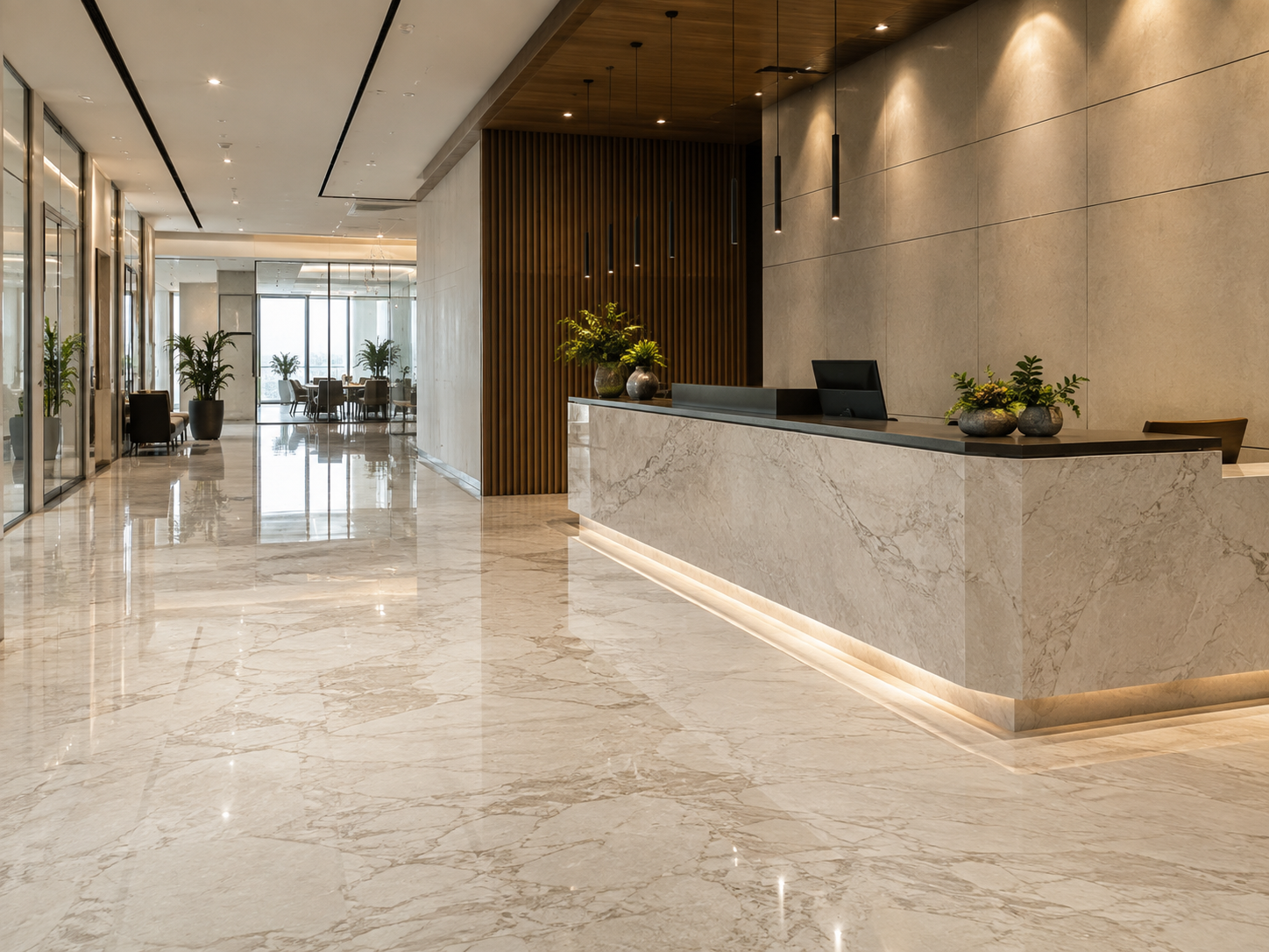 Premium restaurant marble dining space