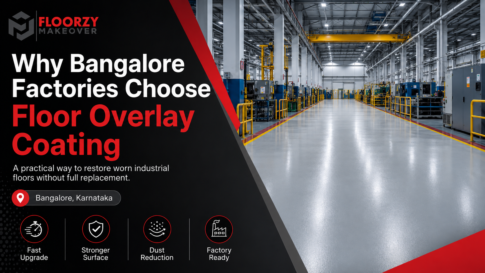 Floorzy industrial flooring contractor Bangalore for dusty and damaged factory floors