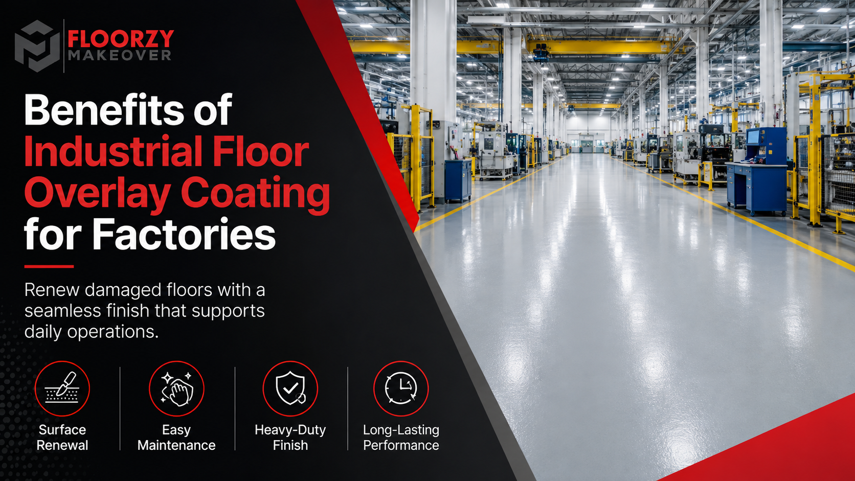 Heavy duty industrial floor overlay coating by Floorzy Makeover in Bangalore