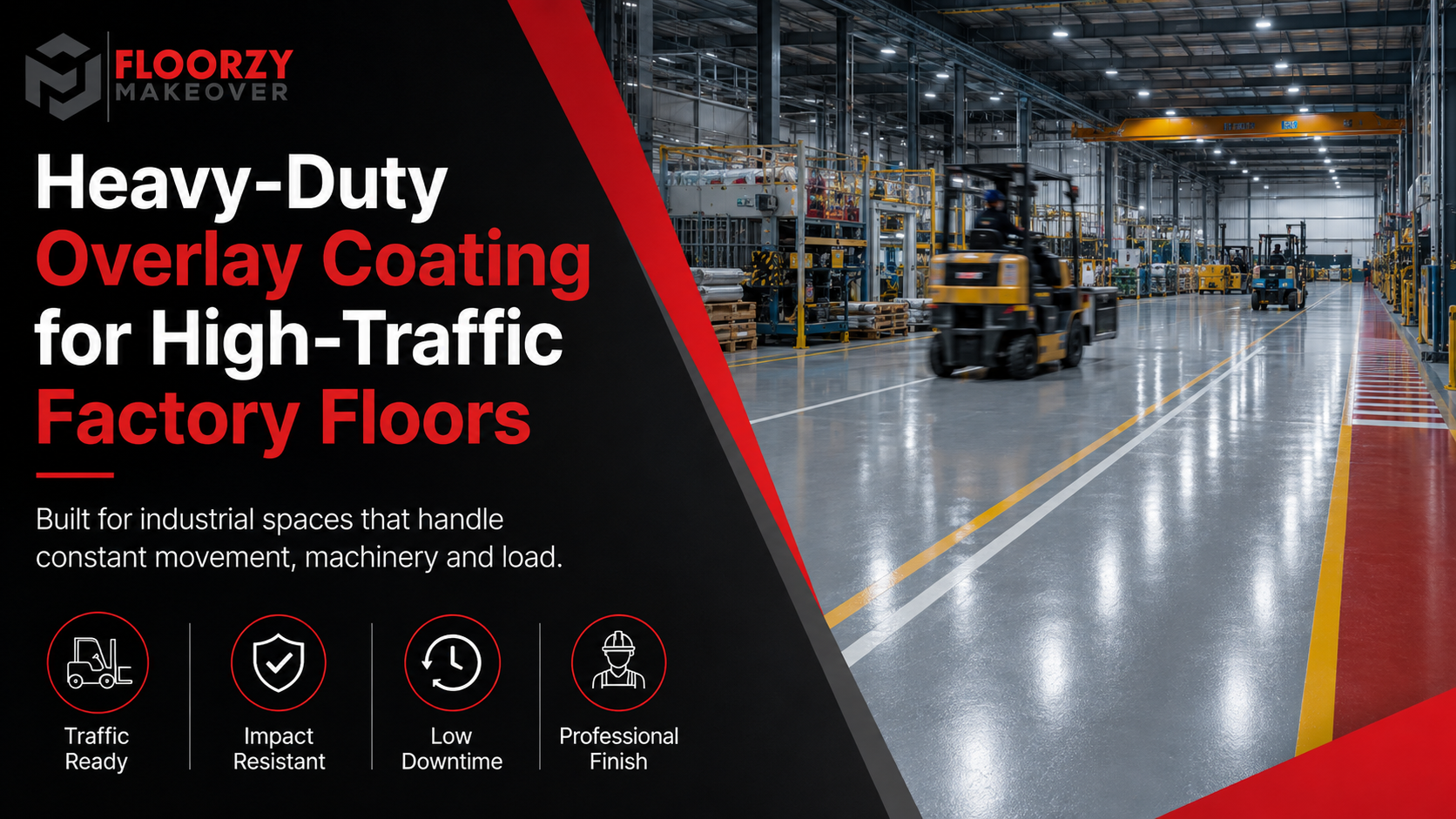 Factory floor repair and overlay system by Floorzy Makeover Bangalore