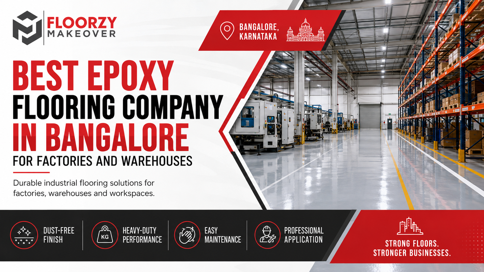 Industrial floor overlay coating by Floorzy for damaged concrete factory floors