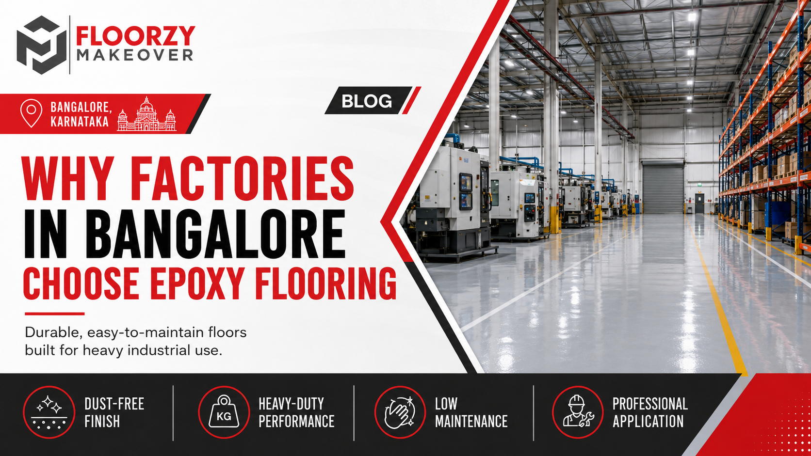 Warehouse epoxy flooring and dust control system by Floorzy Makeover