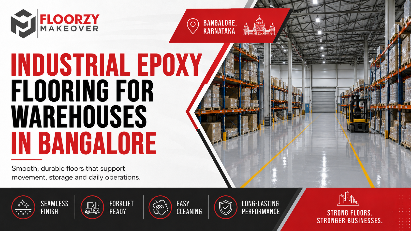 Factory floor repair and semi gloss epoxy coating in Bangalore by Floorzy
