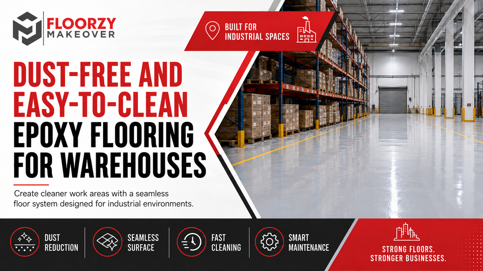 Floorzy epoxy flooring and overlay coating project for factory and warehouse in Bangalore