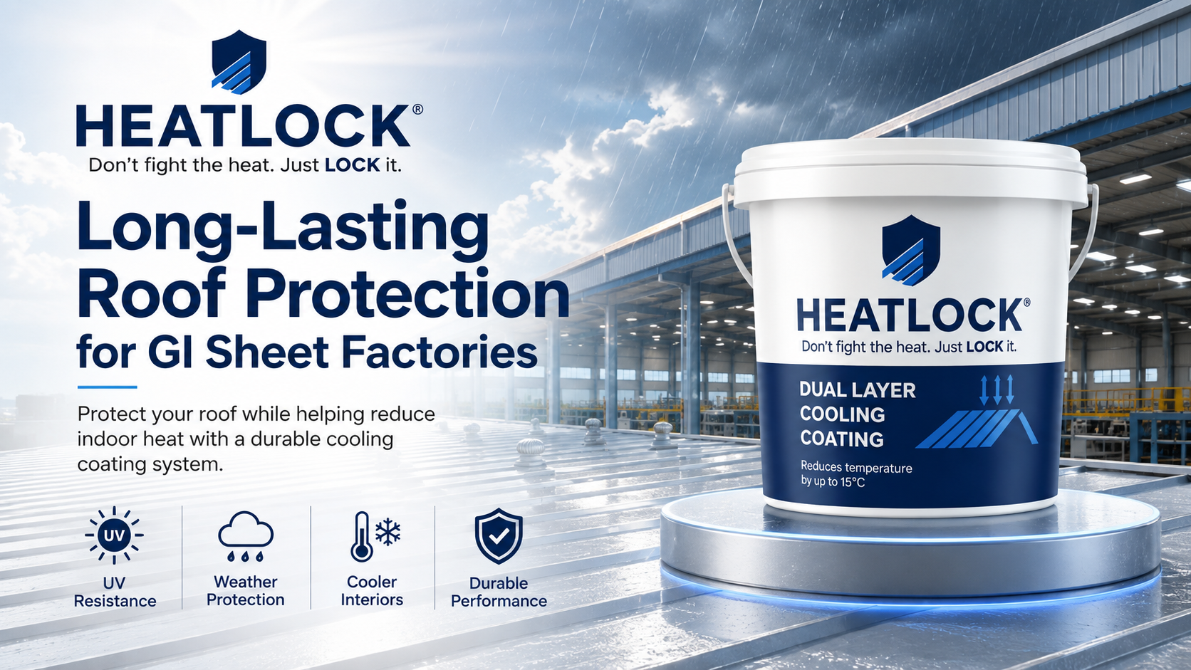 Heat Lock industrial roof heat control system for factories with worker heat problems