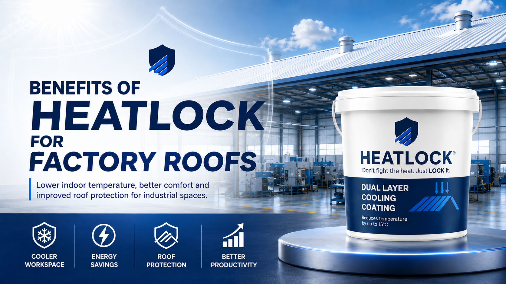 Heat Lock roof cooling system for factories with hot metal and pre-painted steel roofs