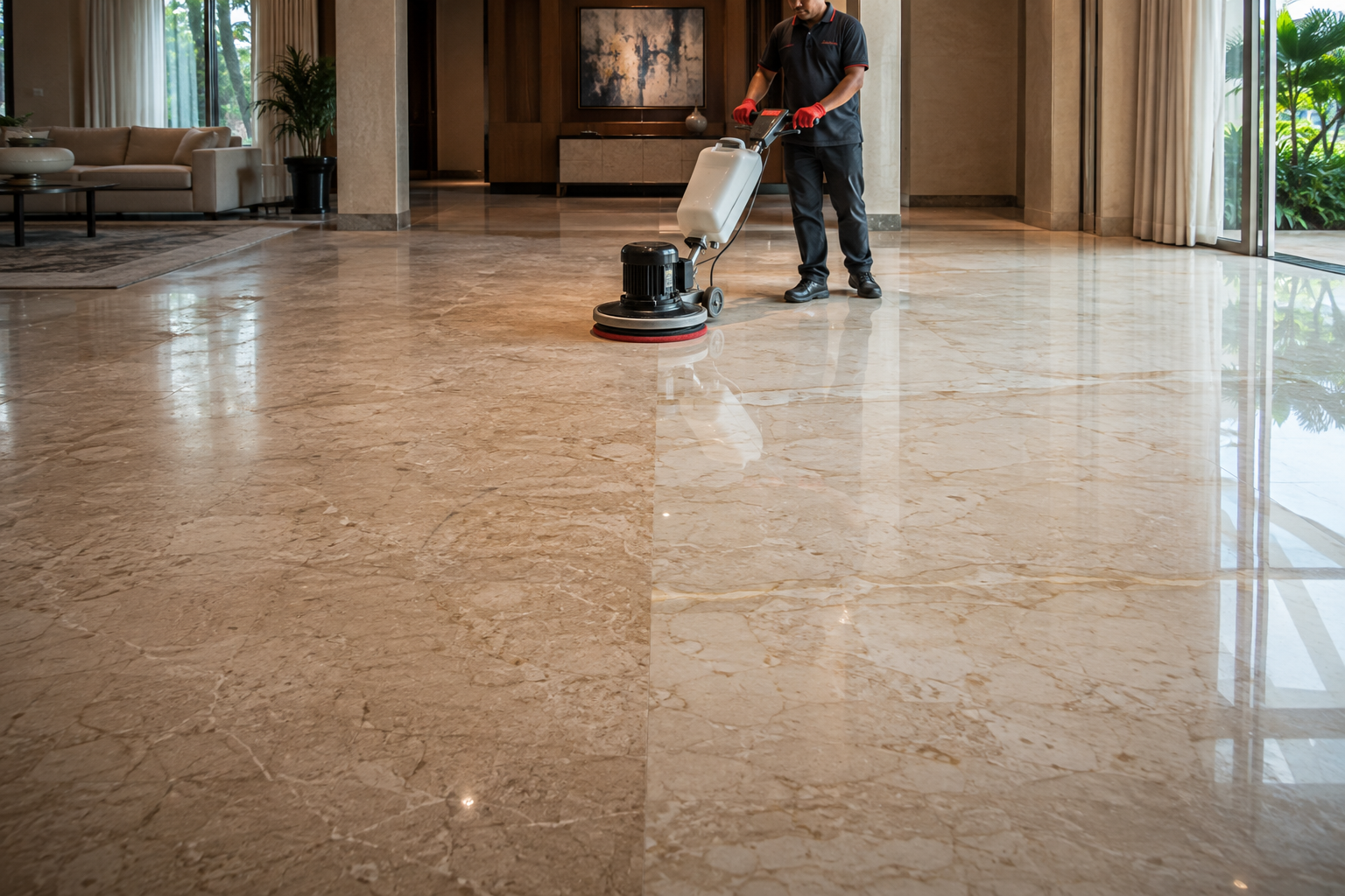 Floorzy marble restoration before and after