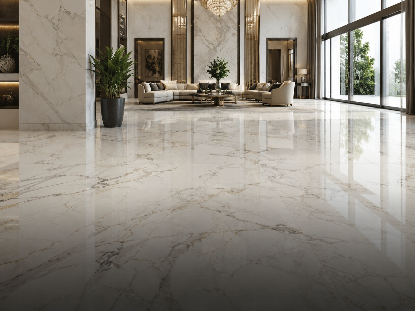 Luxury white marble living room