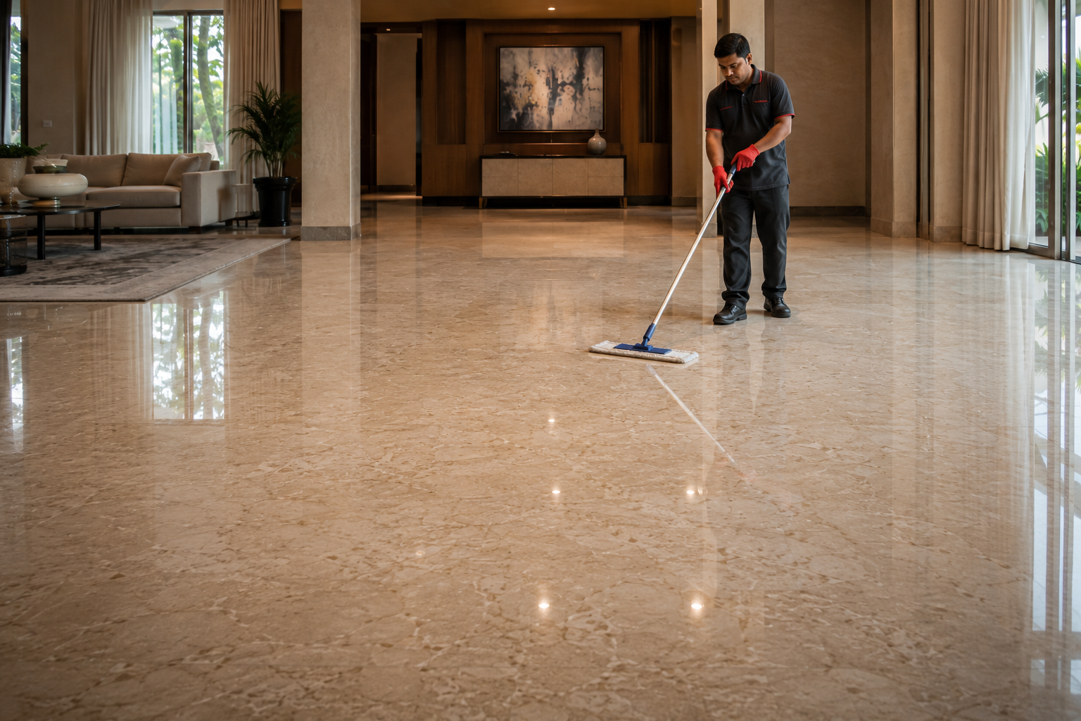 Floorzy maintained marble floor before and after
