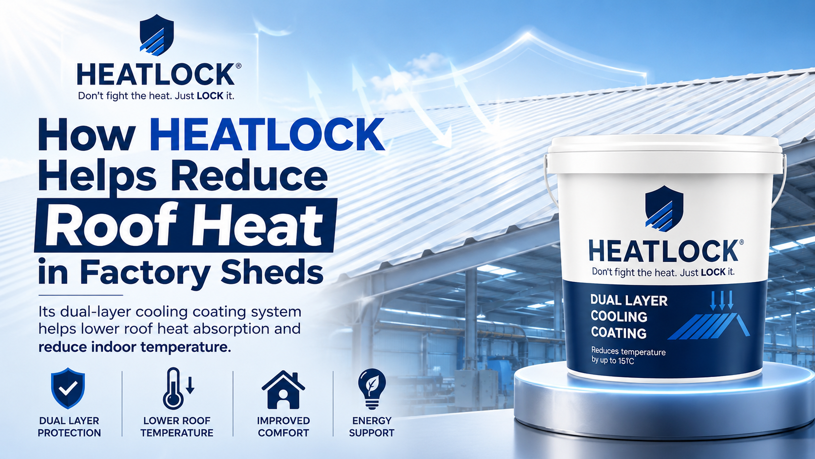 Heat Lock reflective roof treatment for factory shed heat reduction in India