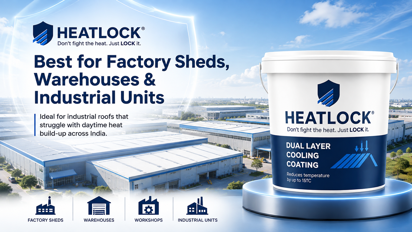 Heat Lock treated and untreated roof comparison for factory heat reduction