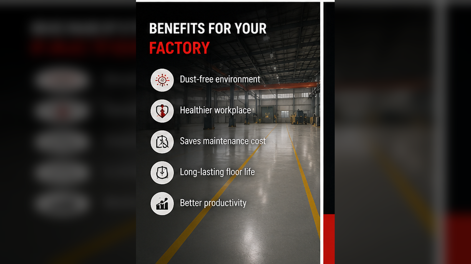 Floorzy concrete floor dust control solution for factories and warehouses