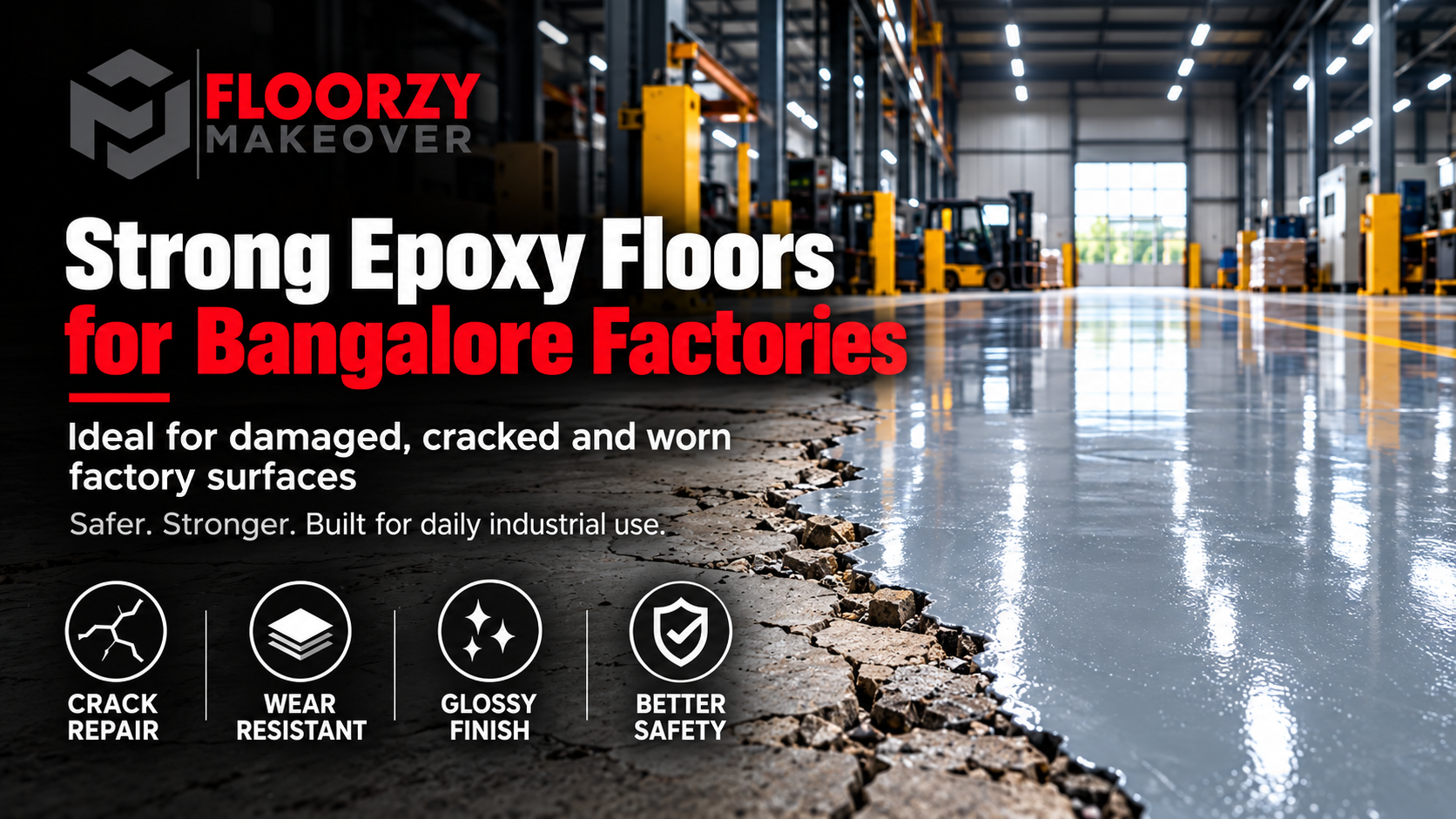 Industrial epoxy floor coating application in a factory