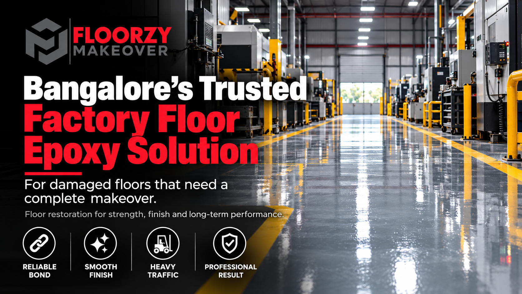 Factory floor makeover and industrial flooring project by Floorzy Makeover