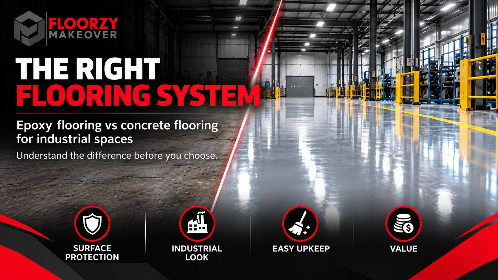 Industrial epoxy flooring for factory and warehouse spaces